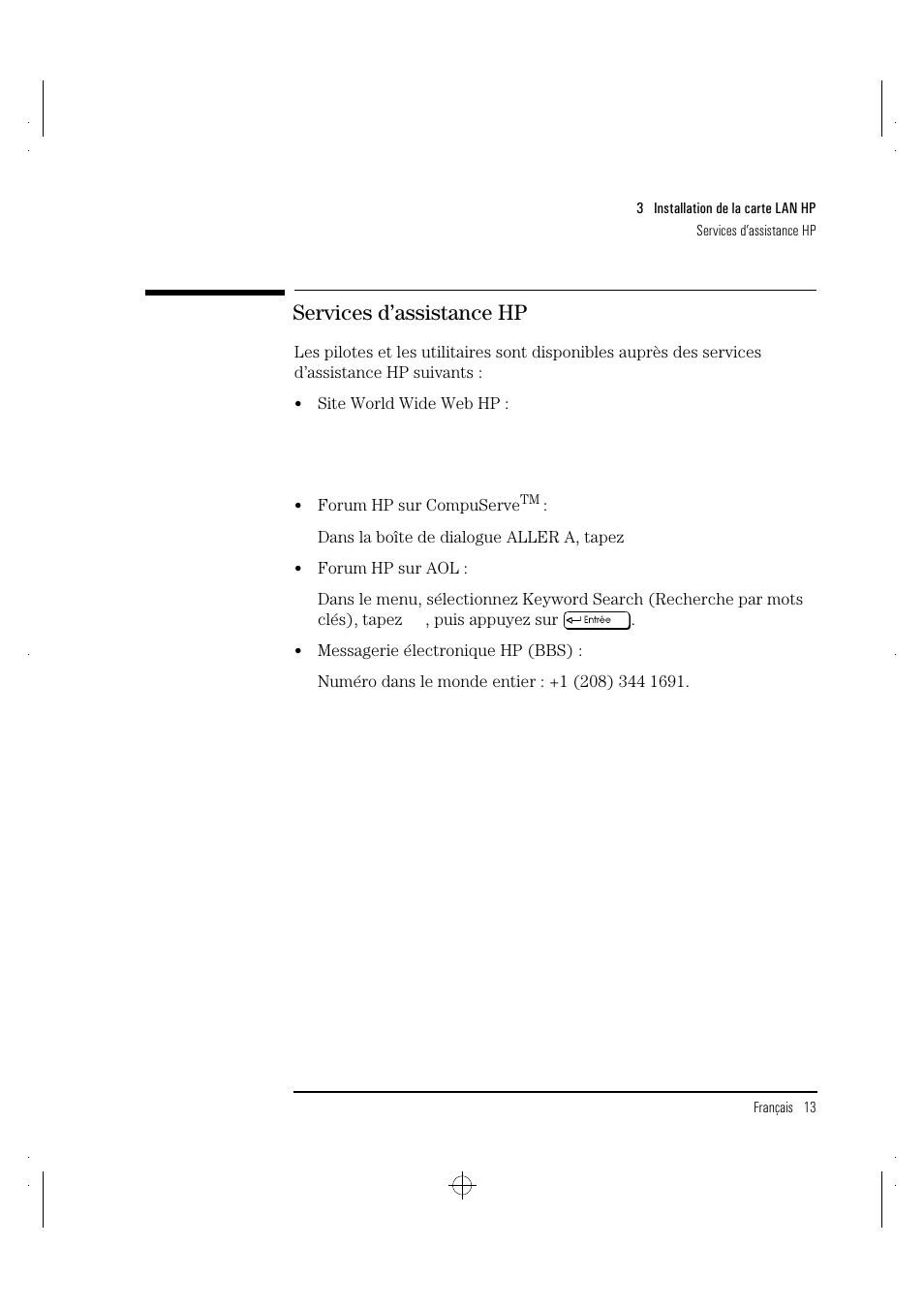 Services d’assistance hp | HP 100TX NightDIRECTOR/100 User Manual | Page 67 / 121