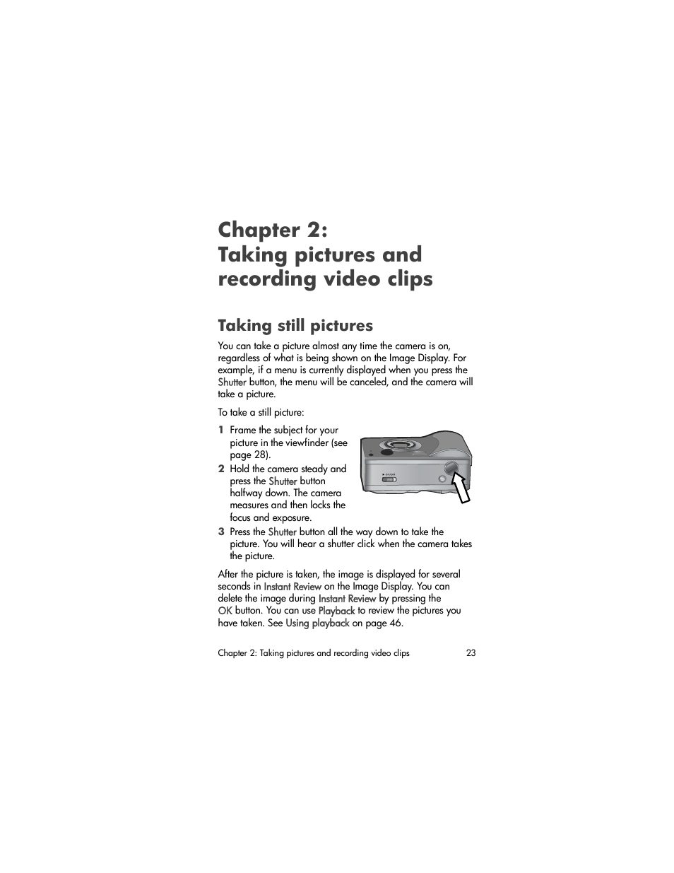 Taking still pictures, Chapter 2, Taking pictures and recording video clips | HP 630 series User Manual | Page 23 / 124