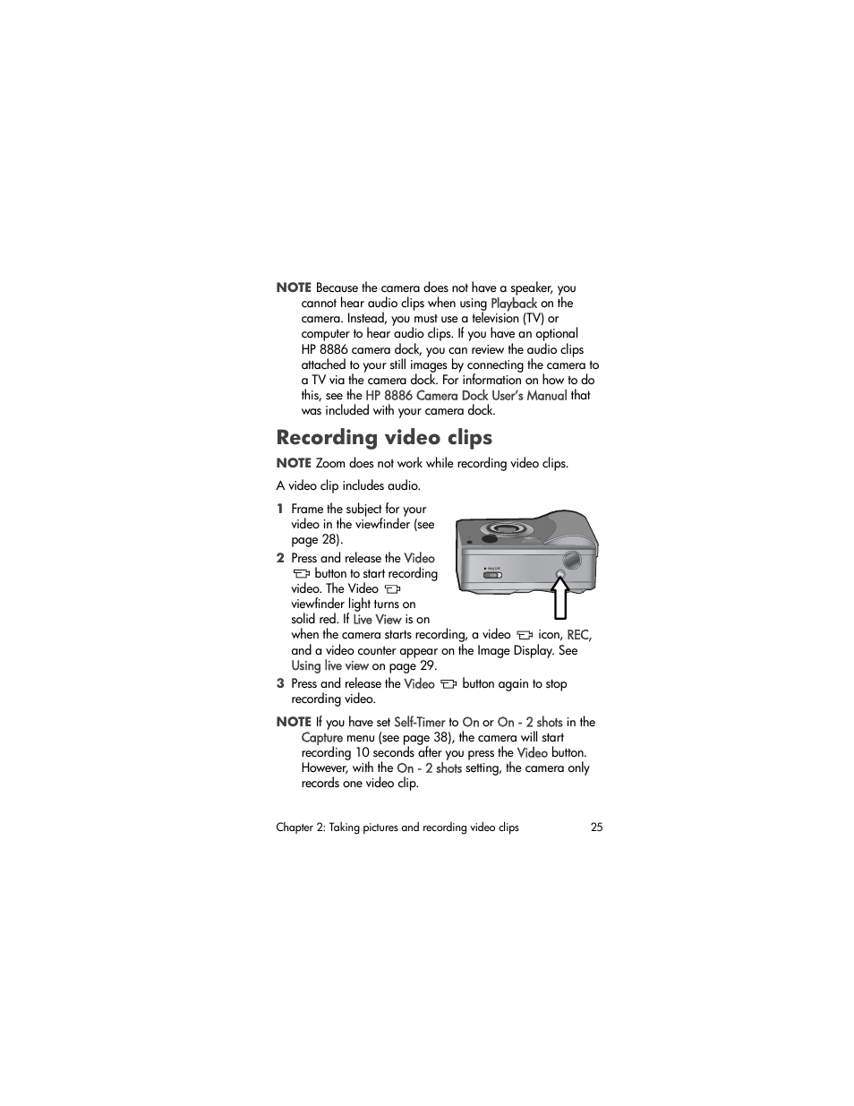 Recording video clips | HP 630 series User Manual | Page 25 / 124