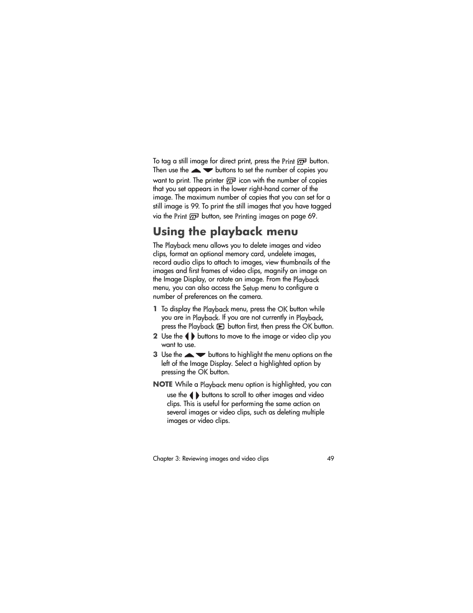 Using the playback menu, Using the, Playback menu | HP 630 series User Manual | Page 49 / 124