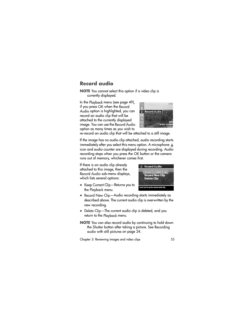 Record audio | HP 630 series User Manual | Page 53 / 124