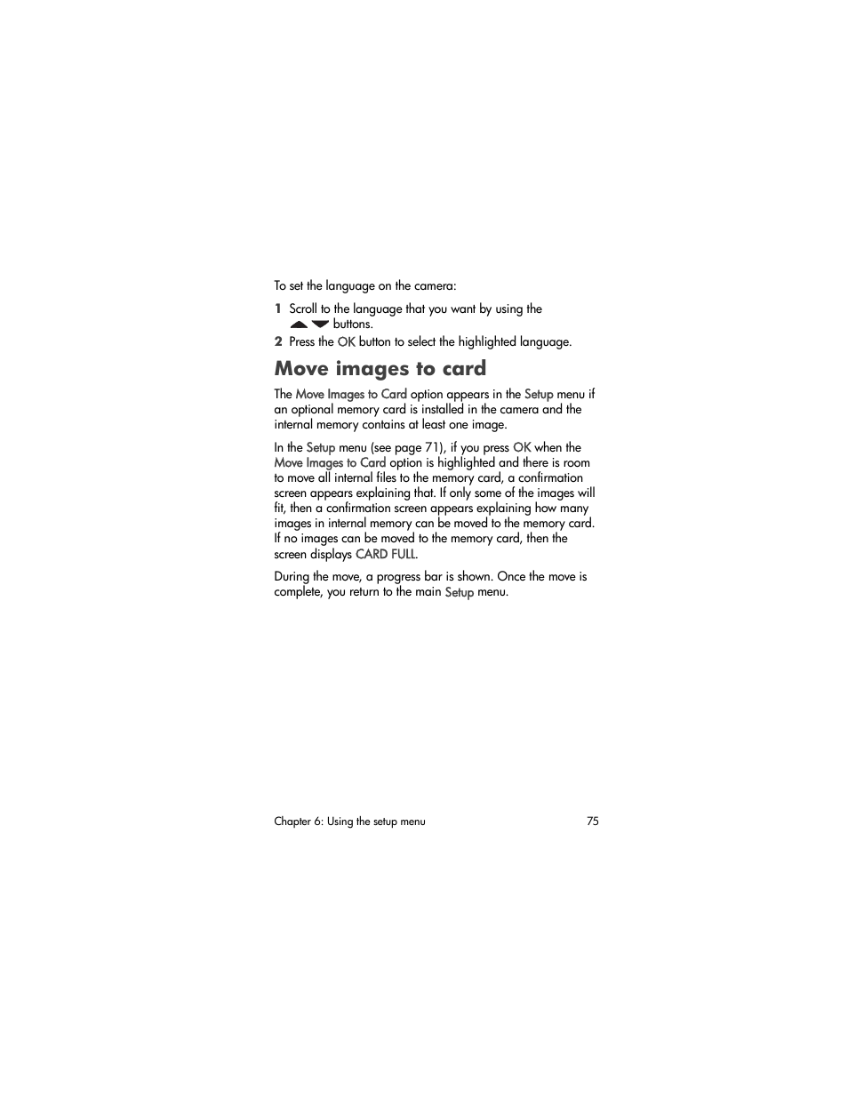Move images to card | HP 630 series User Manual | Page 75 / 124