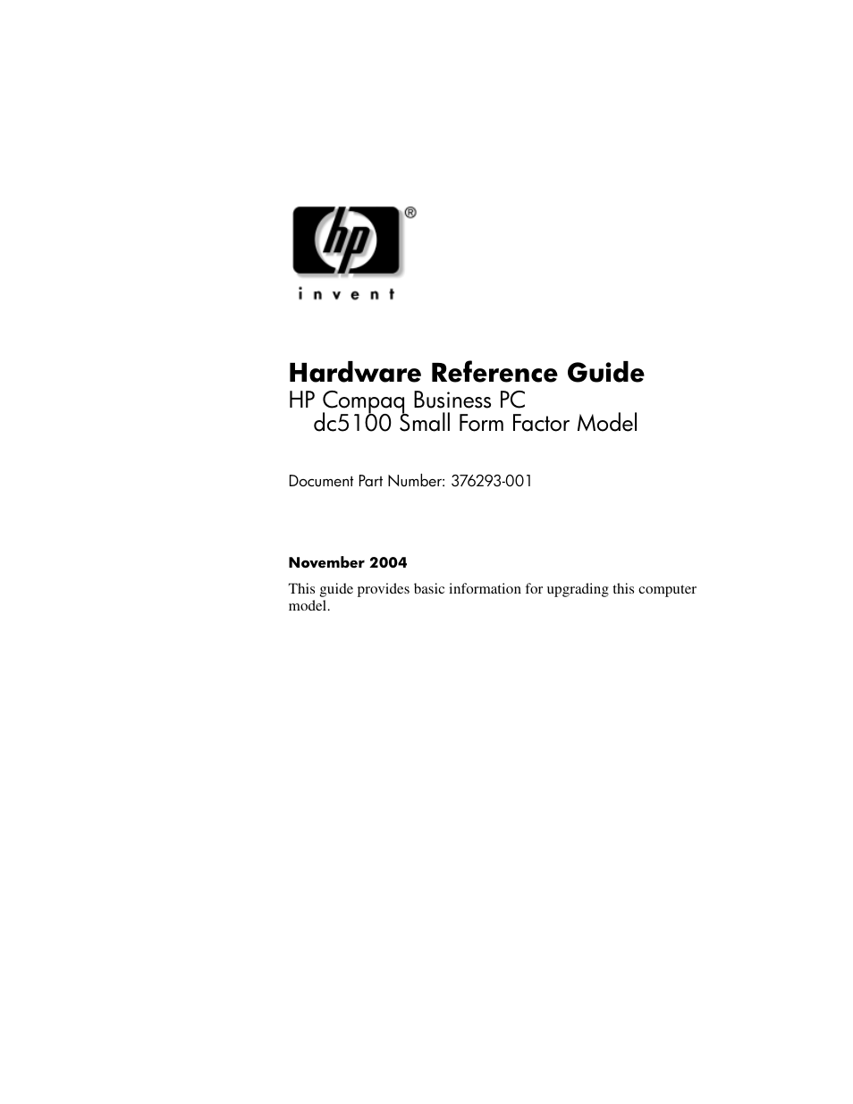 HP COMPAQ DC5100 User Manual | 55 pages