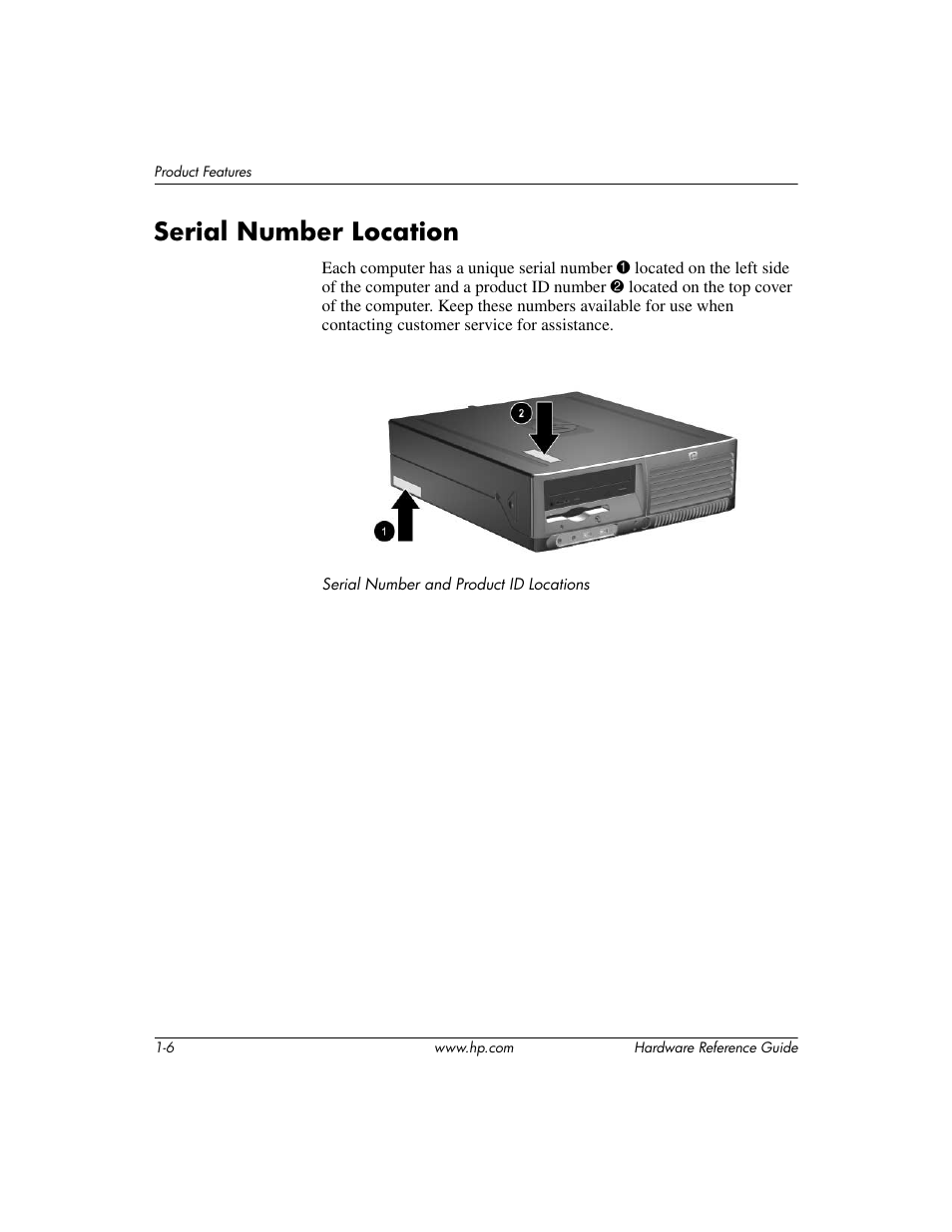 Serial number location, Serial number location –6 | HP COMPAQ DC5100 User Manual | Page 10 / 55