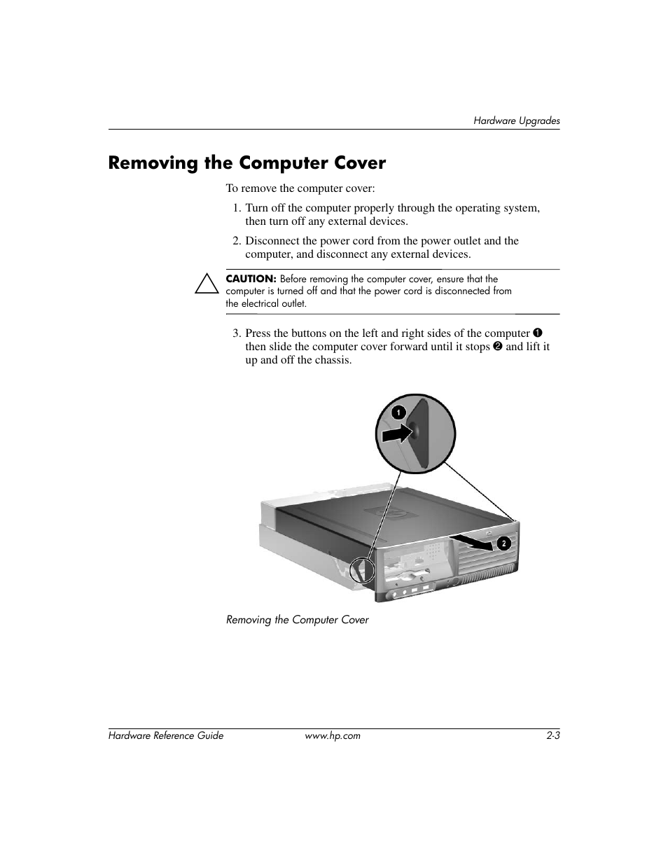 Removing the computer cover, Removing the computer cover –3 | HP COMPAQ DC5100 User Manual | Page 13 / 55