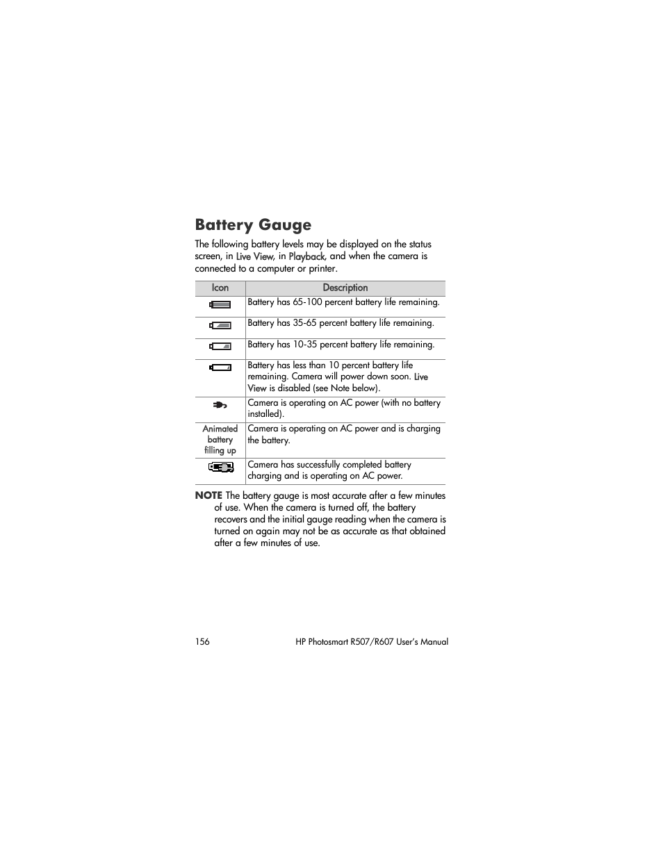 Battery gauge | HP R507 User Manual | Page 156 / 179
