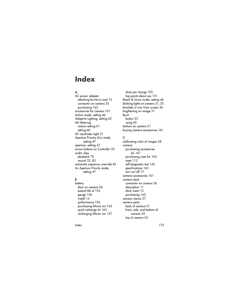 Index | HP R507 User Manual | Page 173 / 179