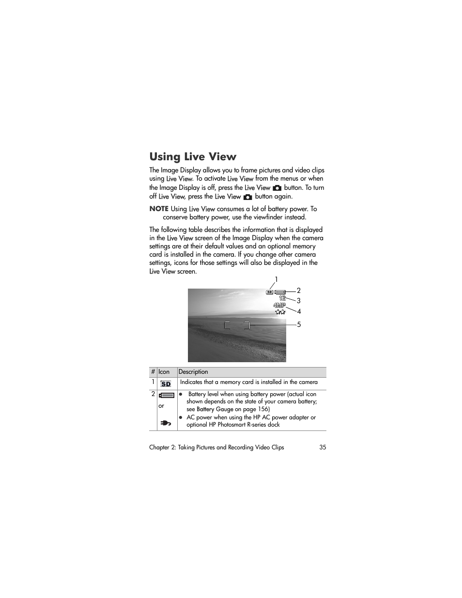 Using live view | HP R507 User Manual | Page 35 / 179