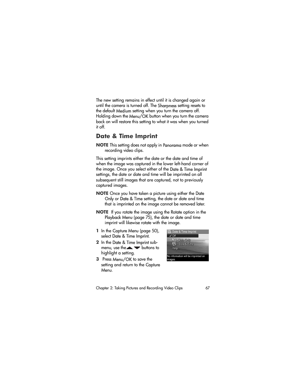 Date & time imprint | HP R507 User Manual | Page 67 / 179