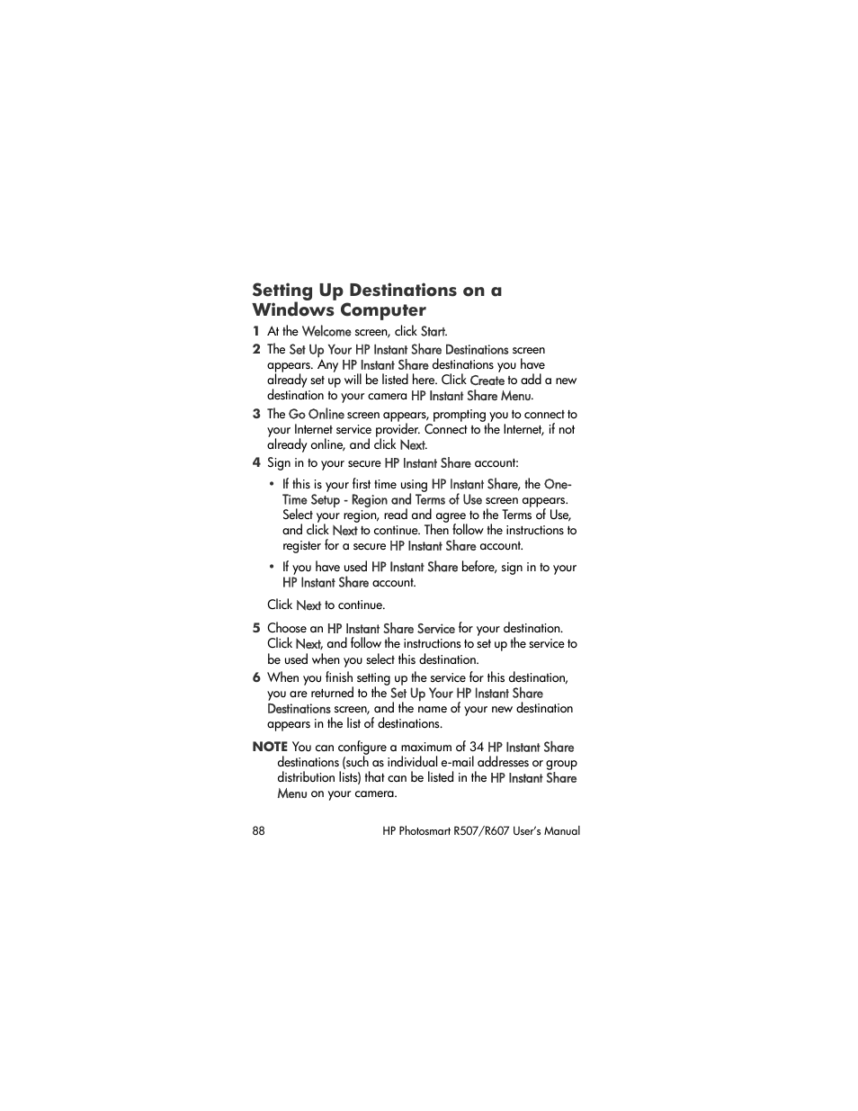 Setting up destinations on a windows computer, Setting up destinations on a, Windows computer | HP R507 User Manual | Page 88 / 179