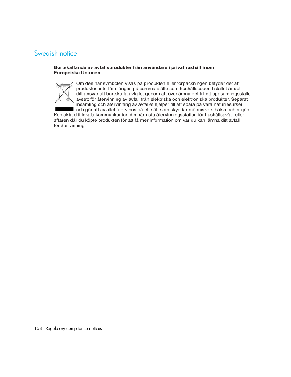 Swedish notice | HP MSL6000 Series User Manual | Page 158 / 182