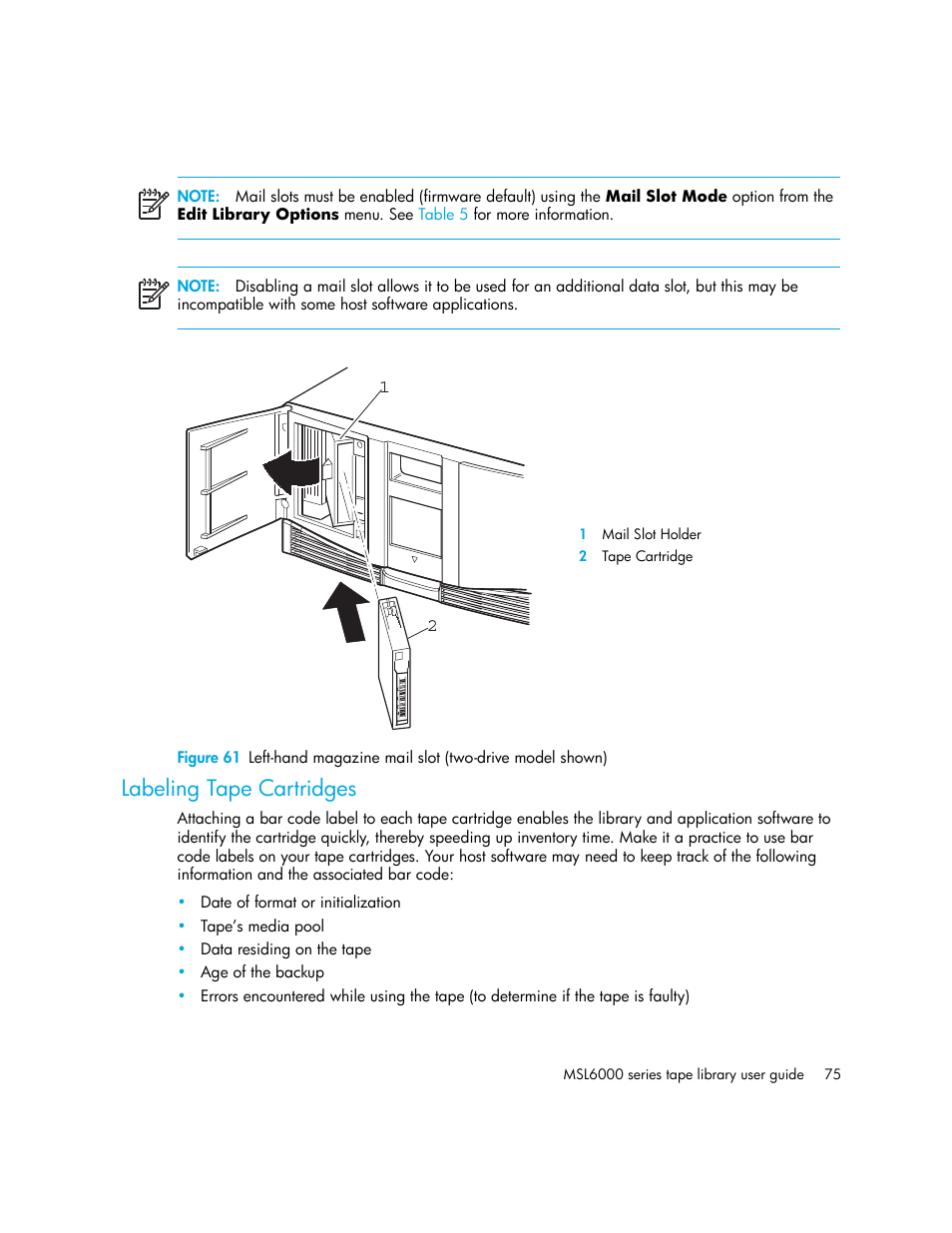 Labeling tape cartridges, Figure 61 | HP MSL6000 Series User Manual | Page 75 / 182