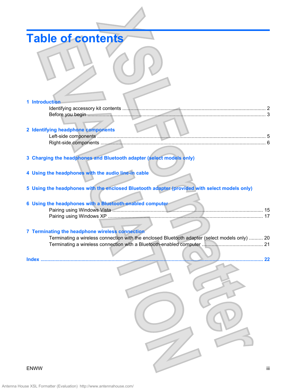 HP Bluetooth Active Noise Cancellation Stereo Headphones User Manual | Page 3 / 27