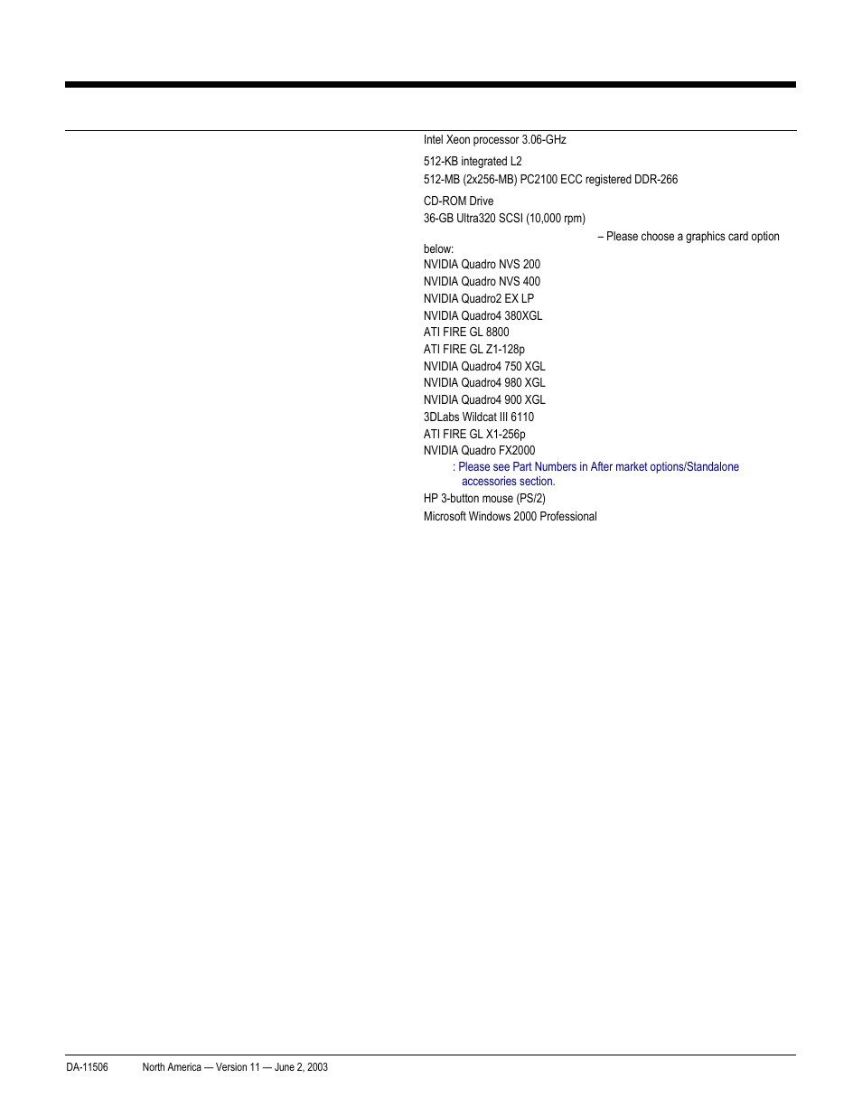 Quickspecs, Standard features –pre-configured global models, Hp workstation xw8000 | HP xw8000 User Manual | Page 18 / 69