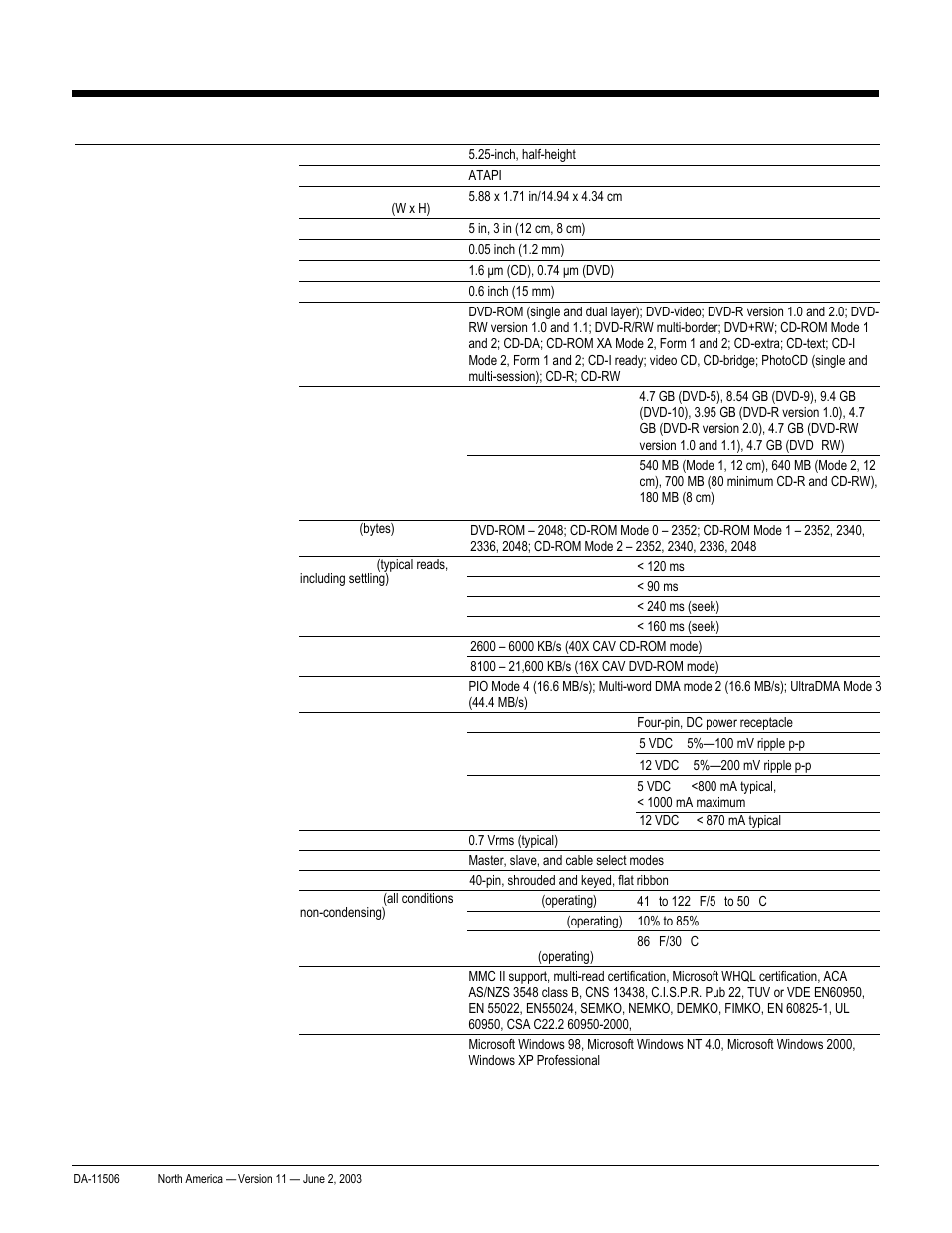 Quickspecs, Technical specifications, Hp workstation xw8000 | HP xw8000 User Manual | Page 34 / 69
