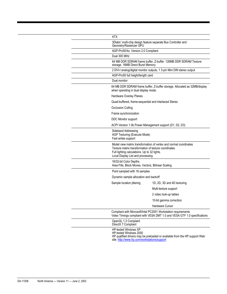 Quickspecs, Technical specifications, Hp workstation xw8000 | HP xw8000 User Manual | Page 50 / 69