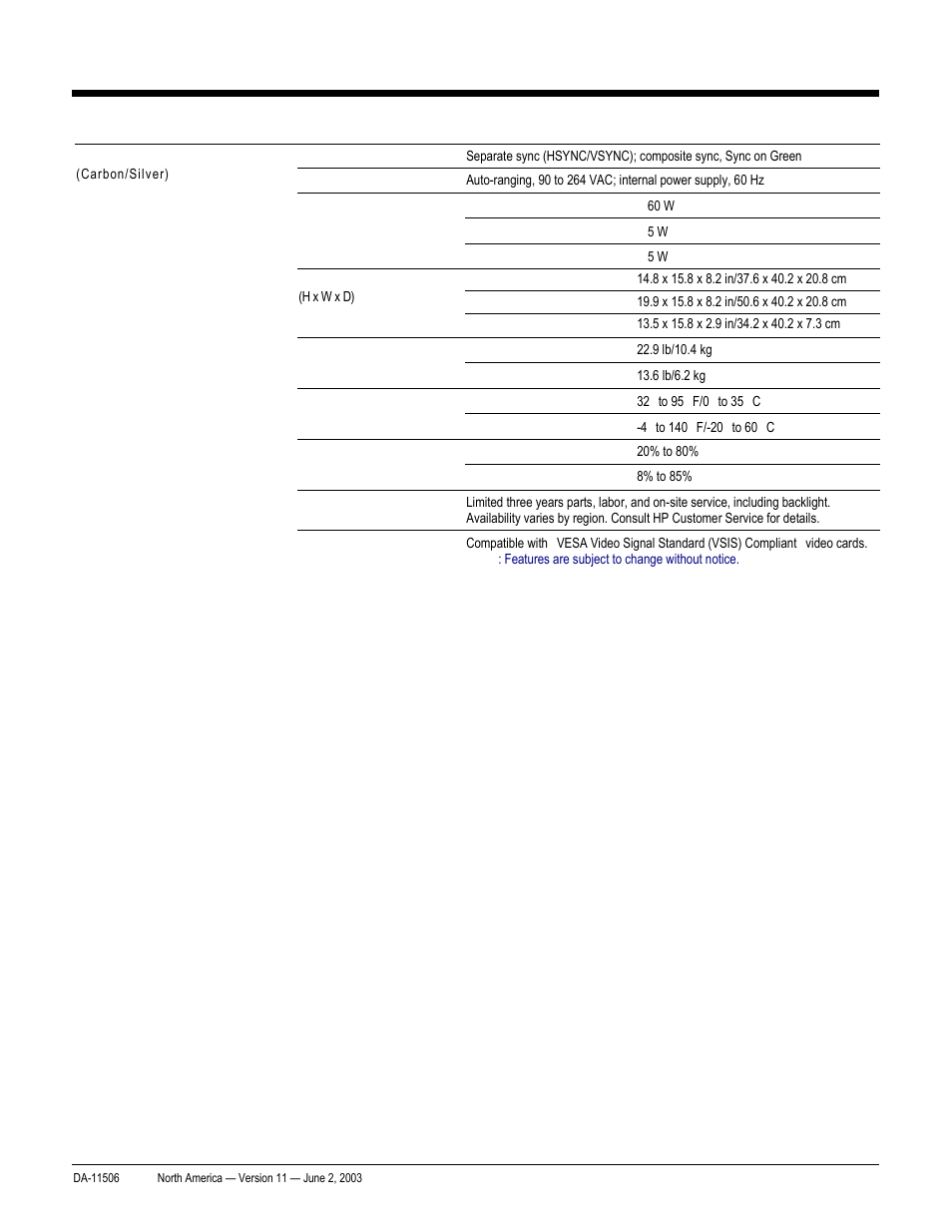 Quickspecs, Technical specifications, Hp workstation xw8000 | HP xw8000 User Manual | Page 58 / 69