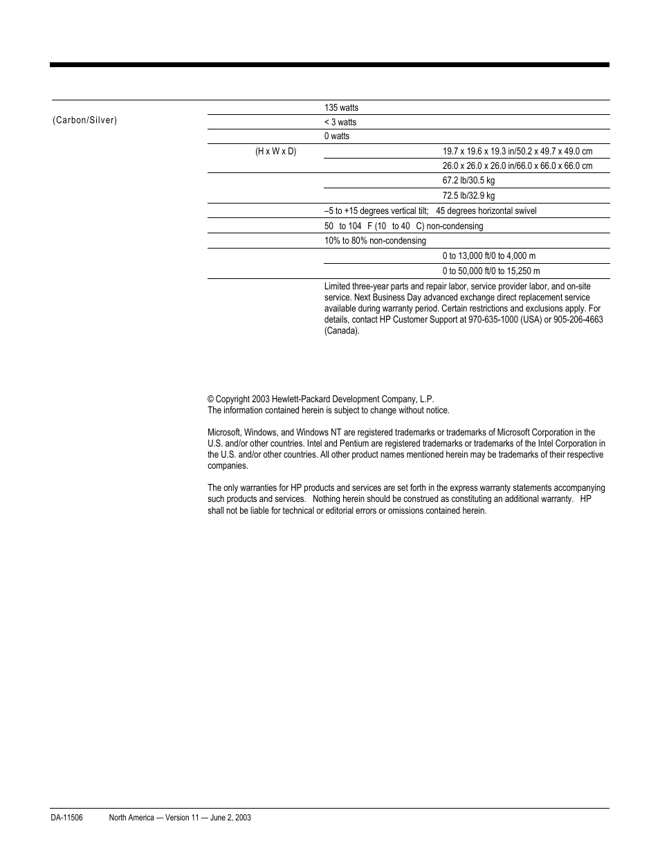 Quickspecs, Technical specifications, Hp workstation xw8000 | HP xw8000 User Manual | Page 69 / 69