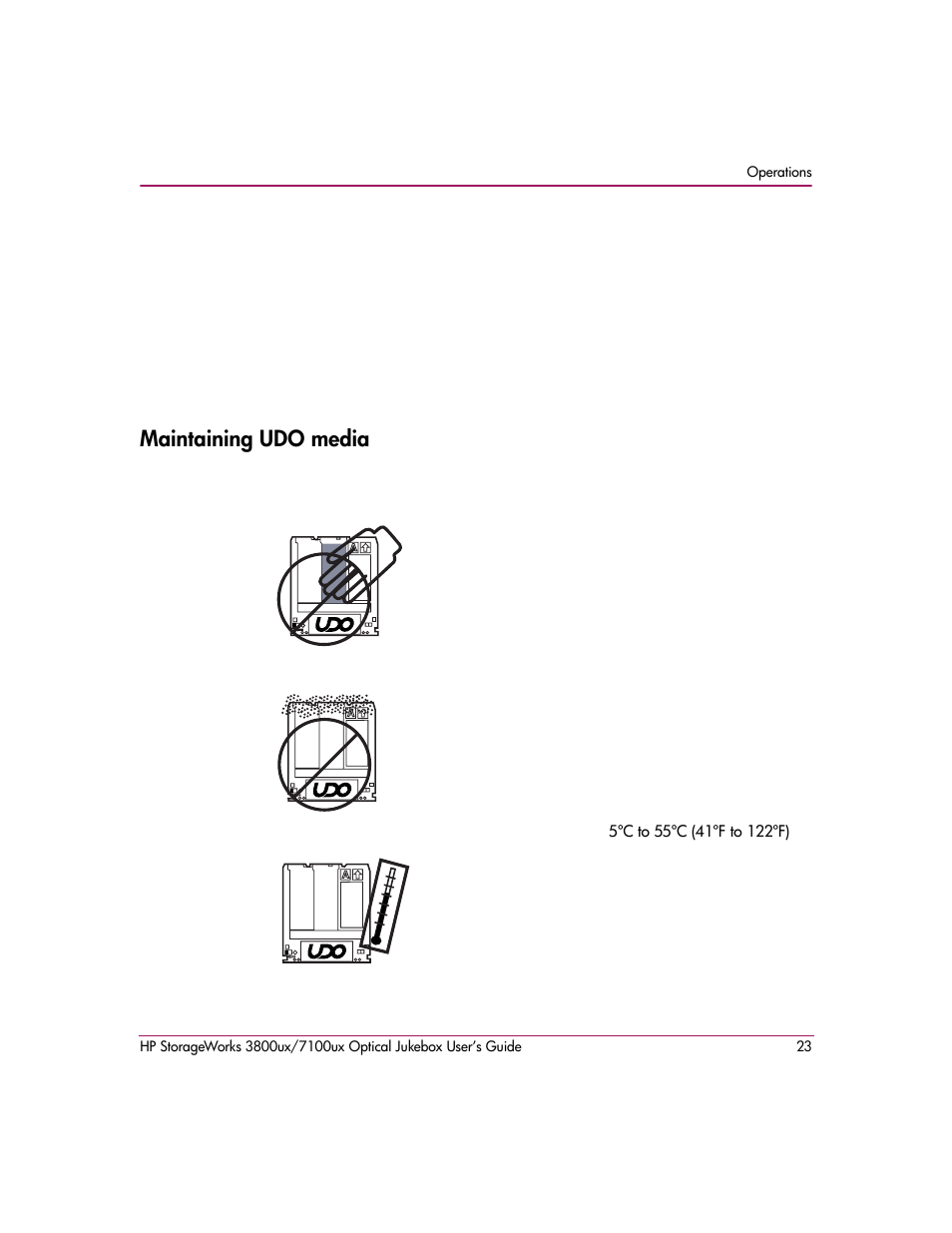 Maintaining udo media | HP StorageWorks 7100ux User Manual | Page 23 / 82