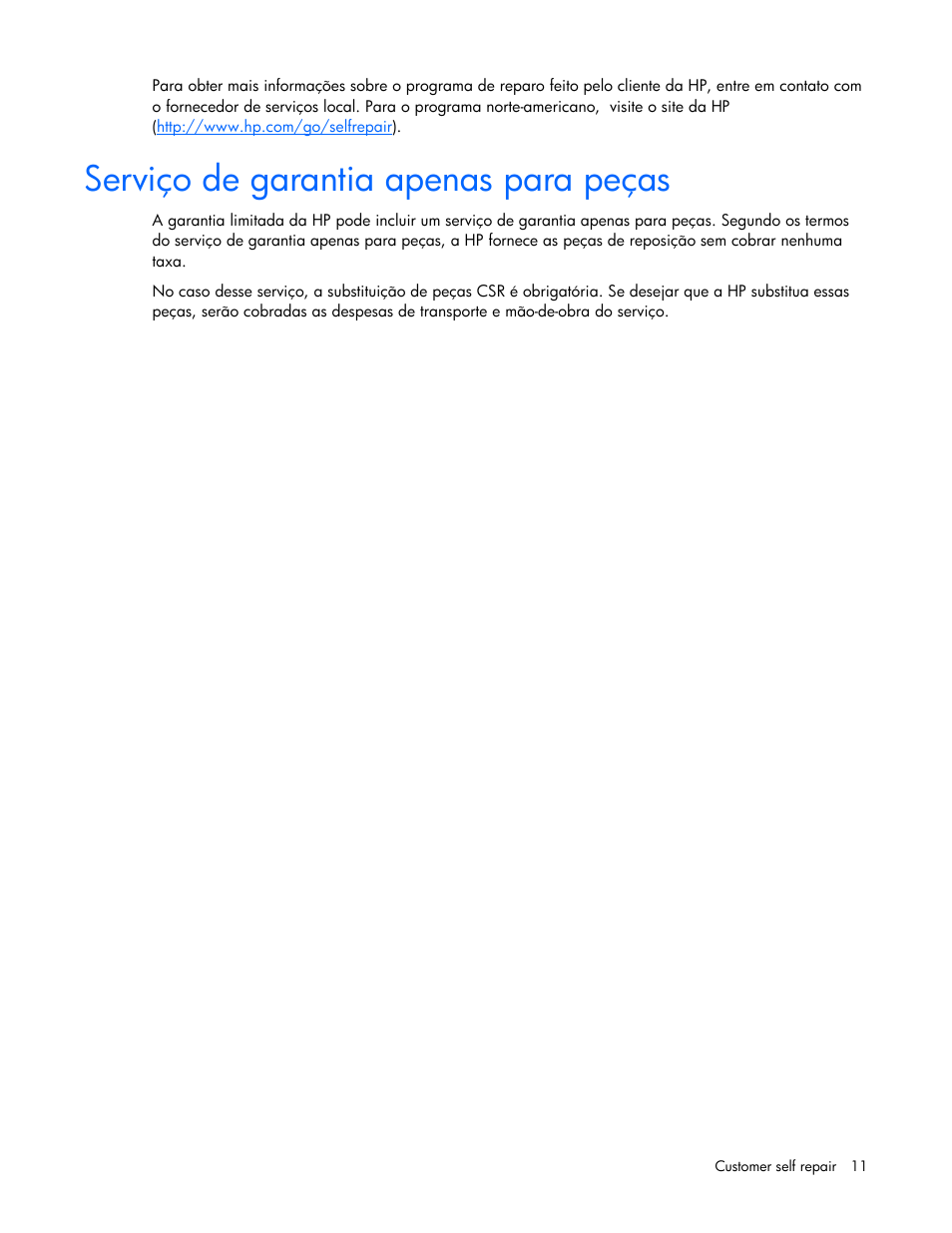 Serviço de garantia apenas para peças | HP DL365 User Manual | Page 11 / 85