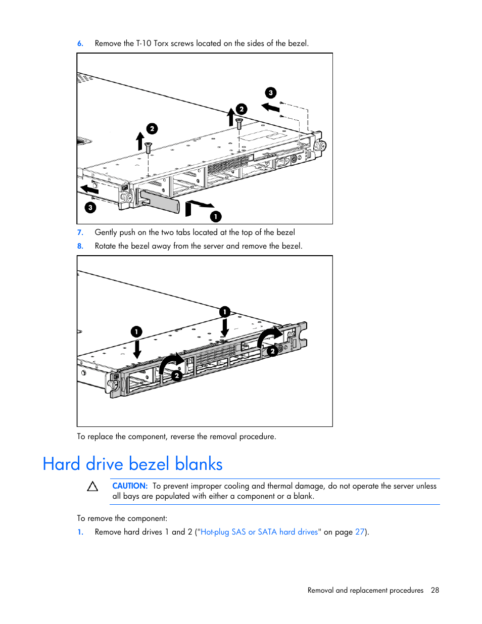 Hard drive bezel blanks | HP DL365 User Manual | Page 28 / 85