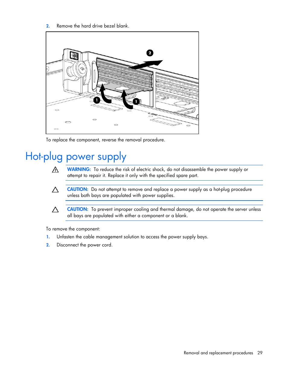 Hot-plug power supply | HP DL365 User Manual | Page 29 / 85