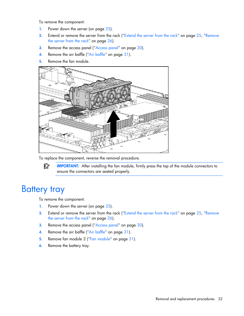 Battery tray | HP DL365 User Manual | Page 32 / 85