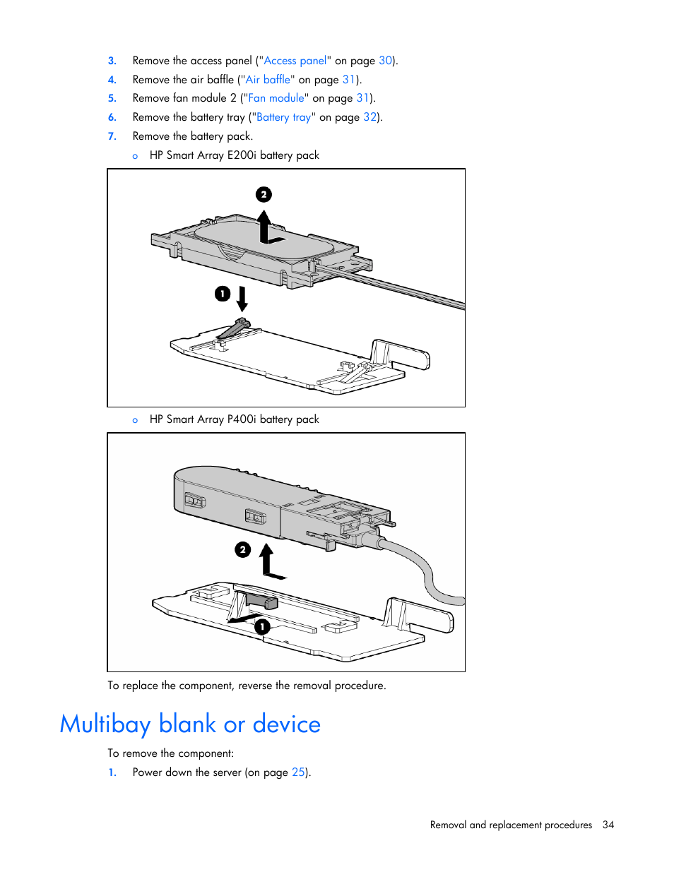 Multibay blank or device | HP DL365 User Manual | Page 34 / 85
