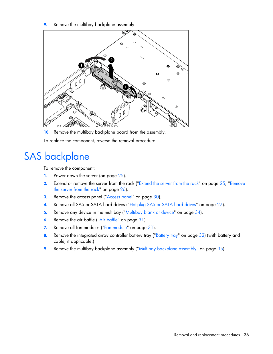 Sas backplane | HP DL365 User Manual | Page 36 / 85