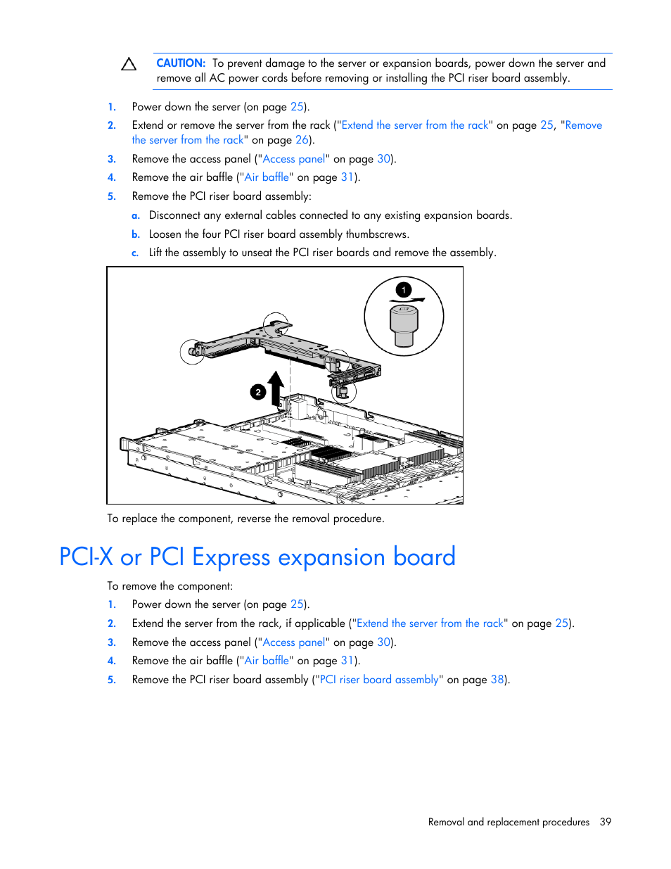 Pci-x or pci express expansion board | HP DL365 User Manual | Page 39 / 85