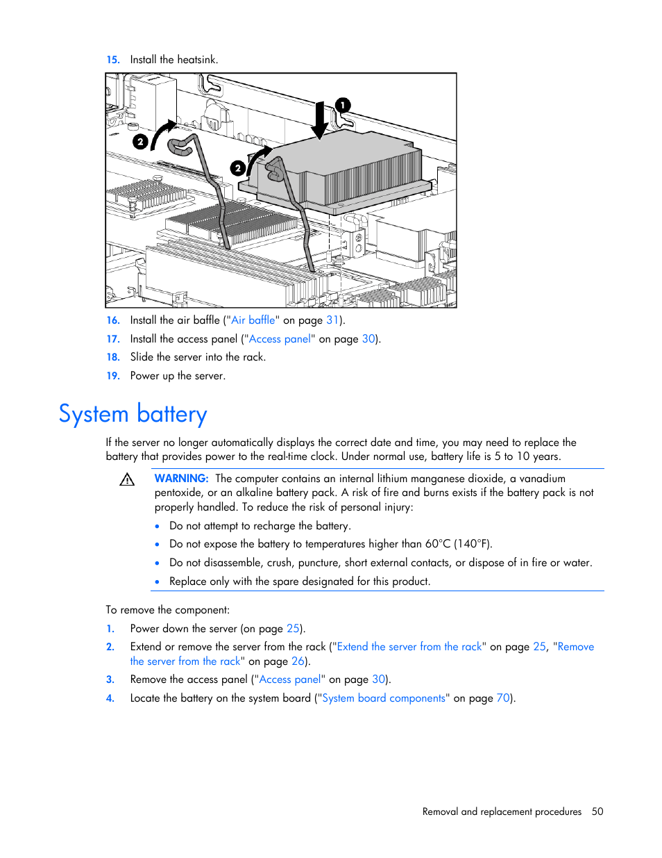 System battery | HP DL365 User Manual | Page 50 / 85