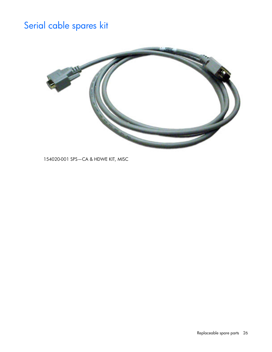 Serial cable spares kit | HP 339820-002 User Manual | Page 26 / 78