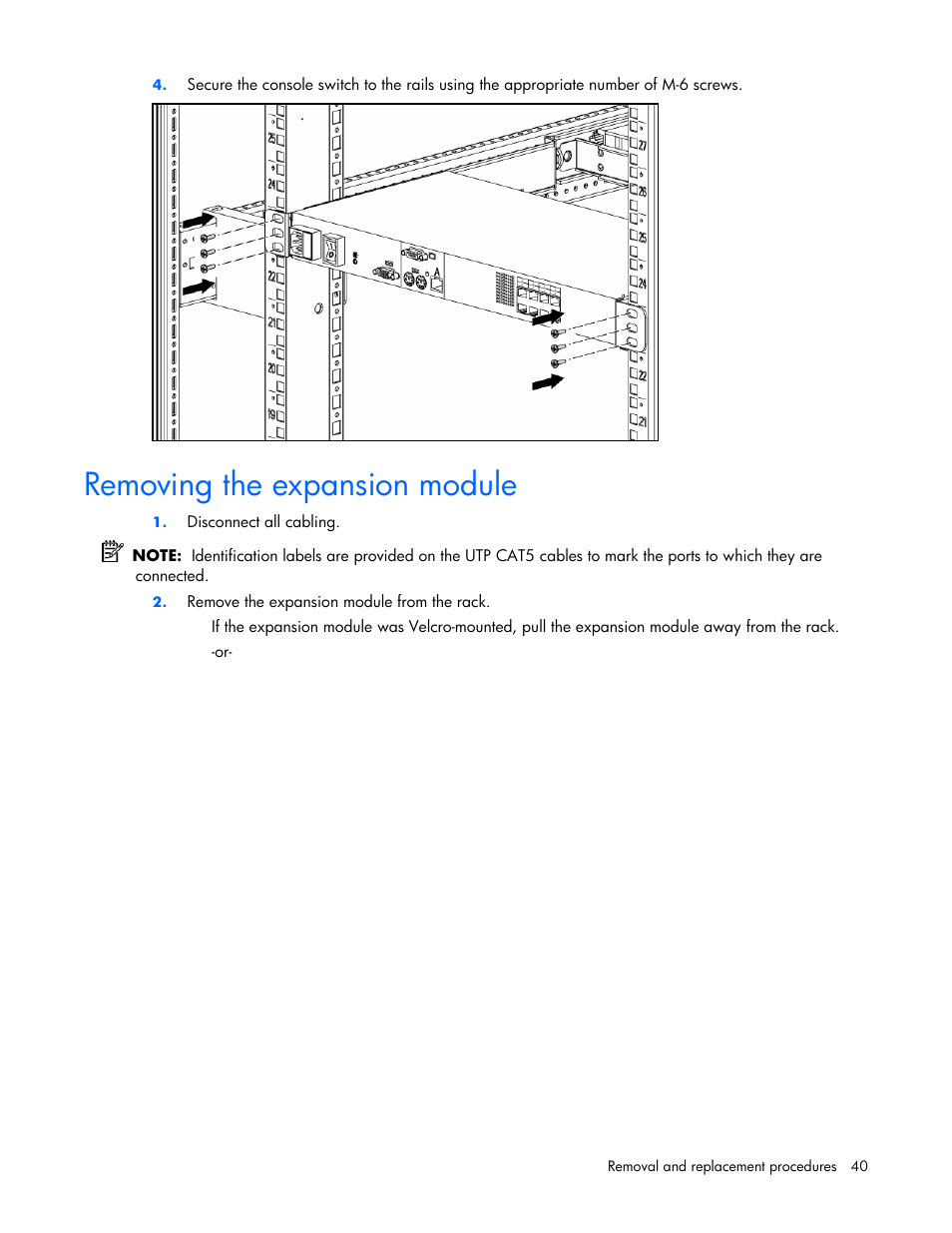 Removing the expansion module | HP 339820-002 User Manual | Page 40 / 78