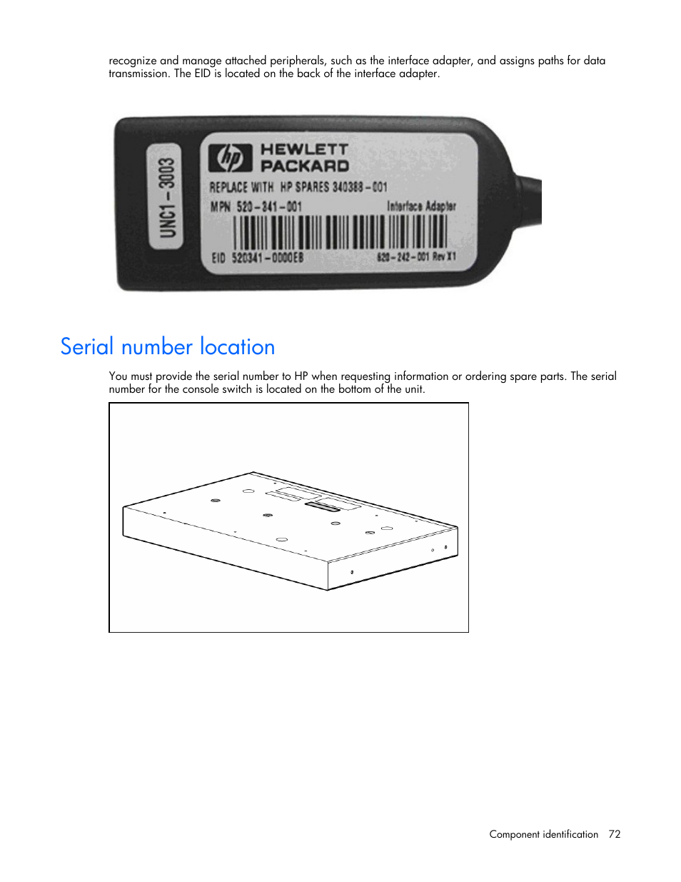 Serial number location | HP 339820-002 User Manual | Page 72 / 78