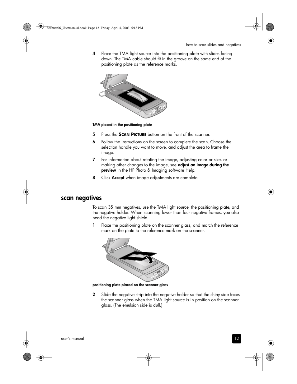 Scan negatives | HP 5530 User Manual | Page 17 / 38