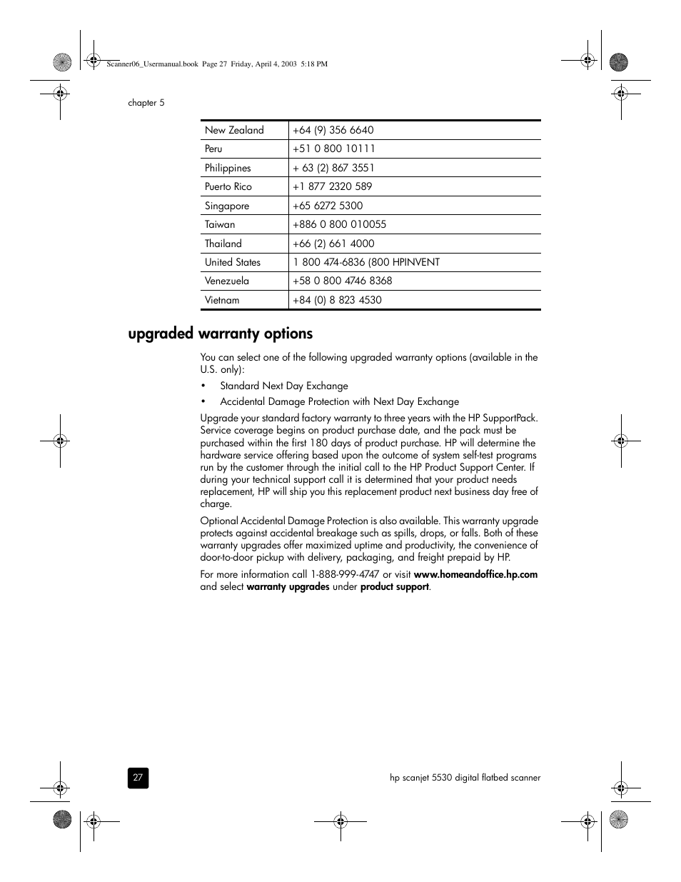Upgraded warranty options | HP 5530 User Manual | Page 32 / 38
