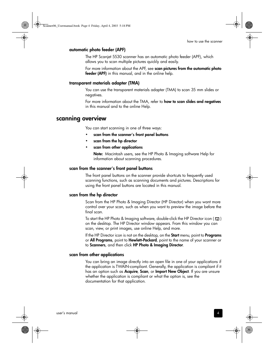 Scanning overview | HP 5530 User Manual | Page 9 / 38