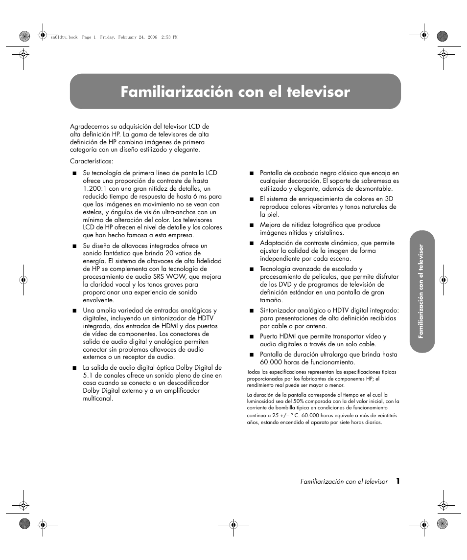 Familiarización con el televisor | HP LC3260N User Manual | Page 127 / 174