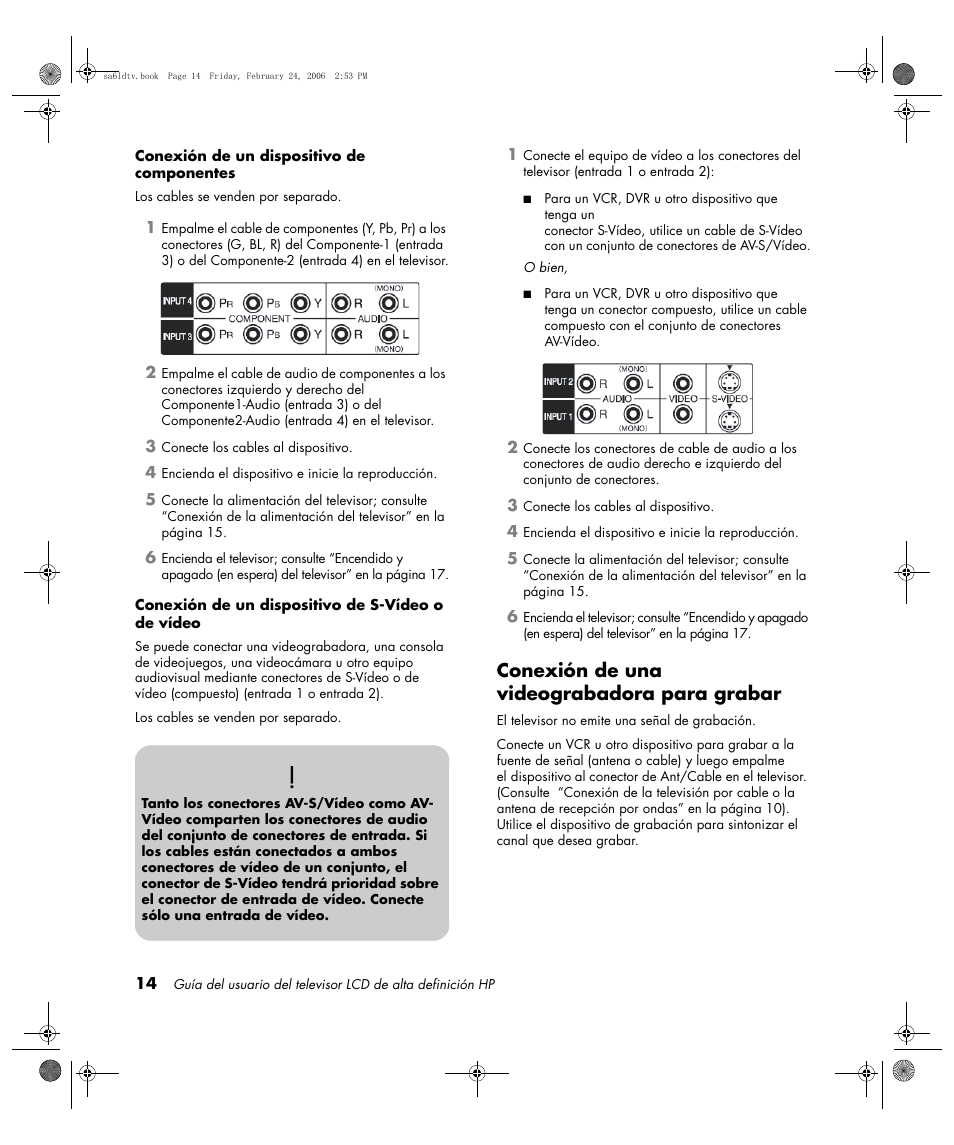 Conexión de una videograbadora para grabar | HP LC3260N User Manual | Page 140 / 174