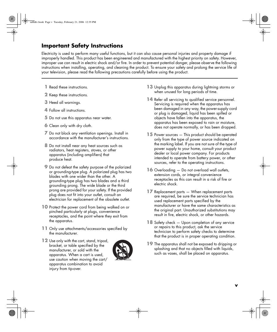 Important safety instructions | HP LC3260N User Manual | Page 5 / 174