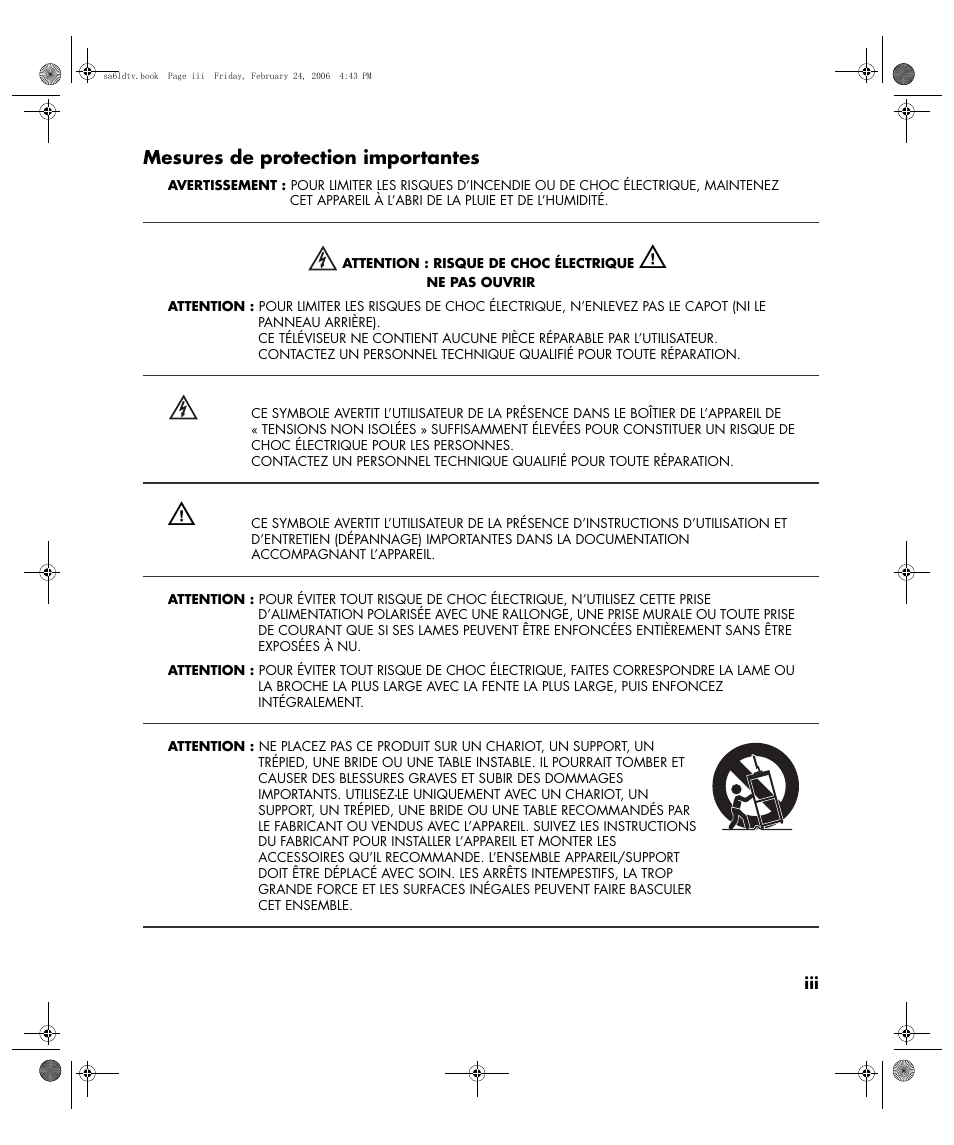 Mesures de protection importantes | HP LC3260N User Manual | Page 61 / 174