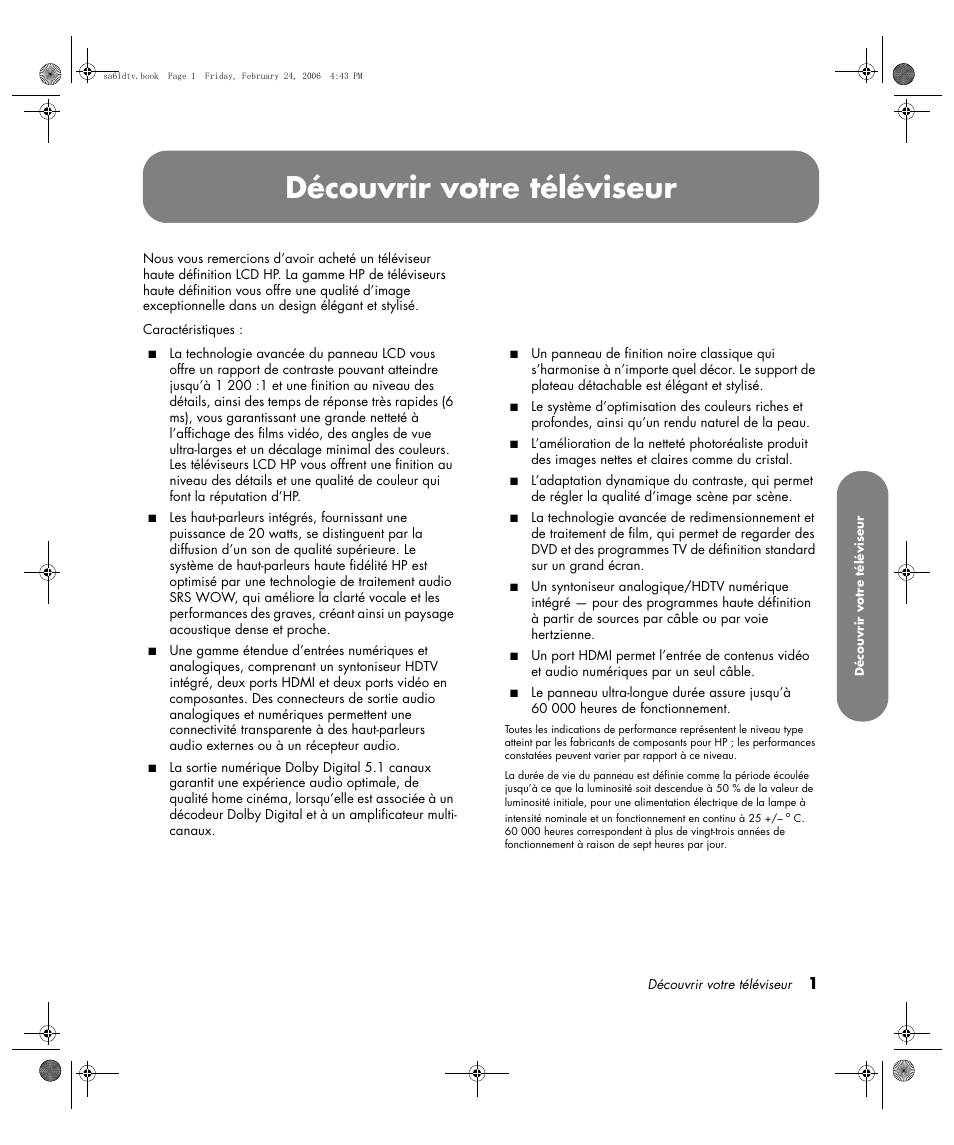 Découvrir votre téléviseur | HP LC3260N User Manual | Page 69 / 174