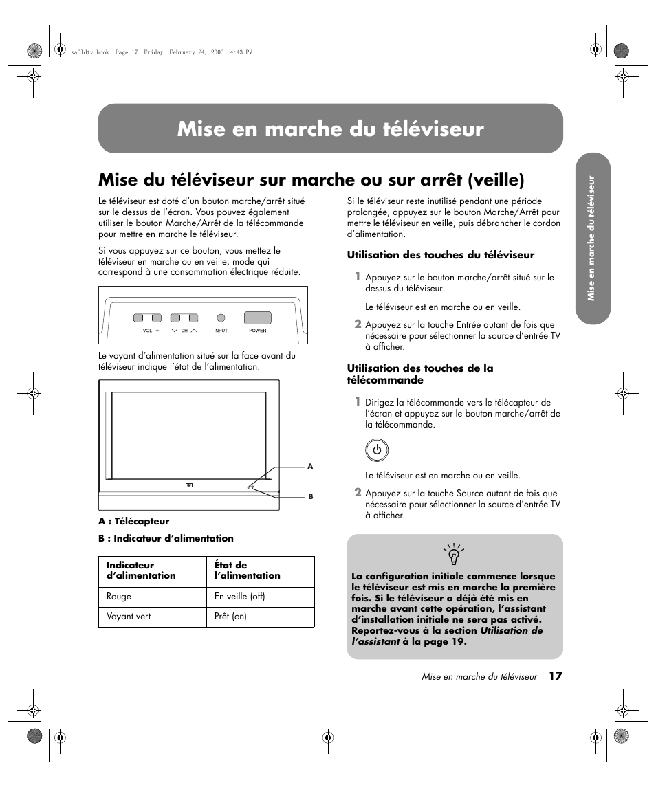 Mise en marche du téléviseur | HP LC3260N User Manual | Page 85 / 174