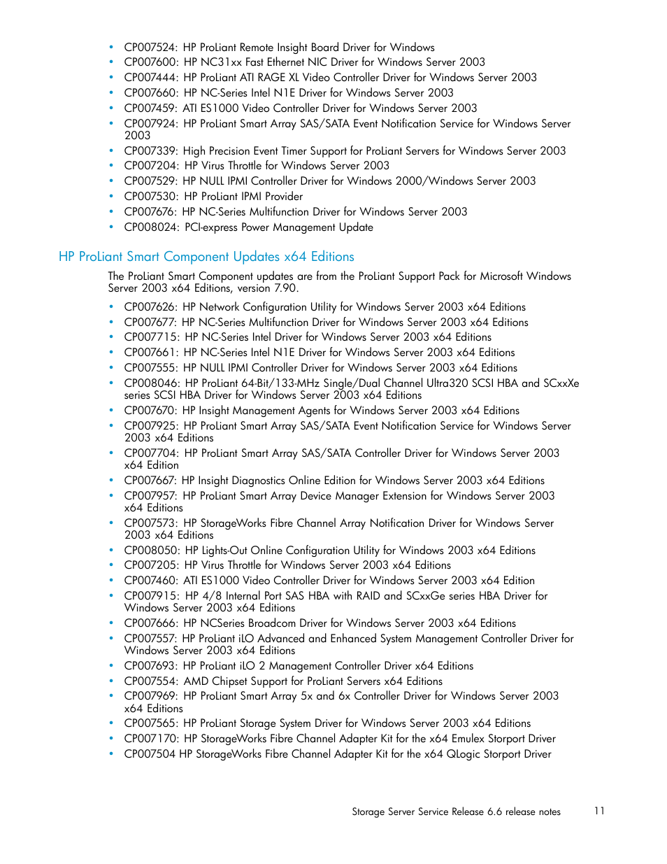 Hp proliant smart component updates x64 editions | HP PROLIANT 56976839 User Manual | Page 11 / 16