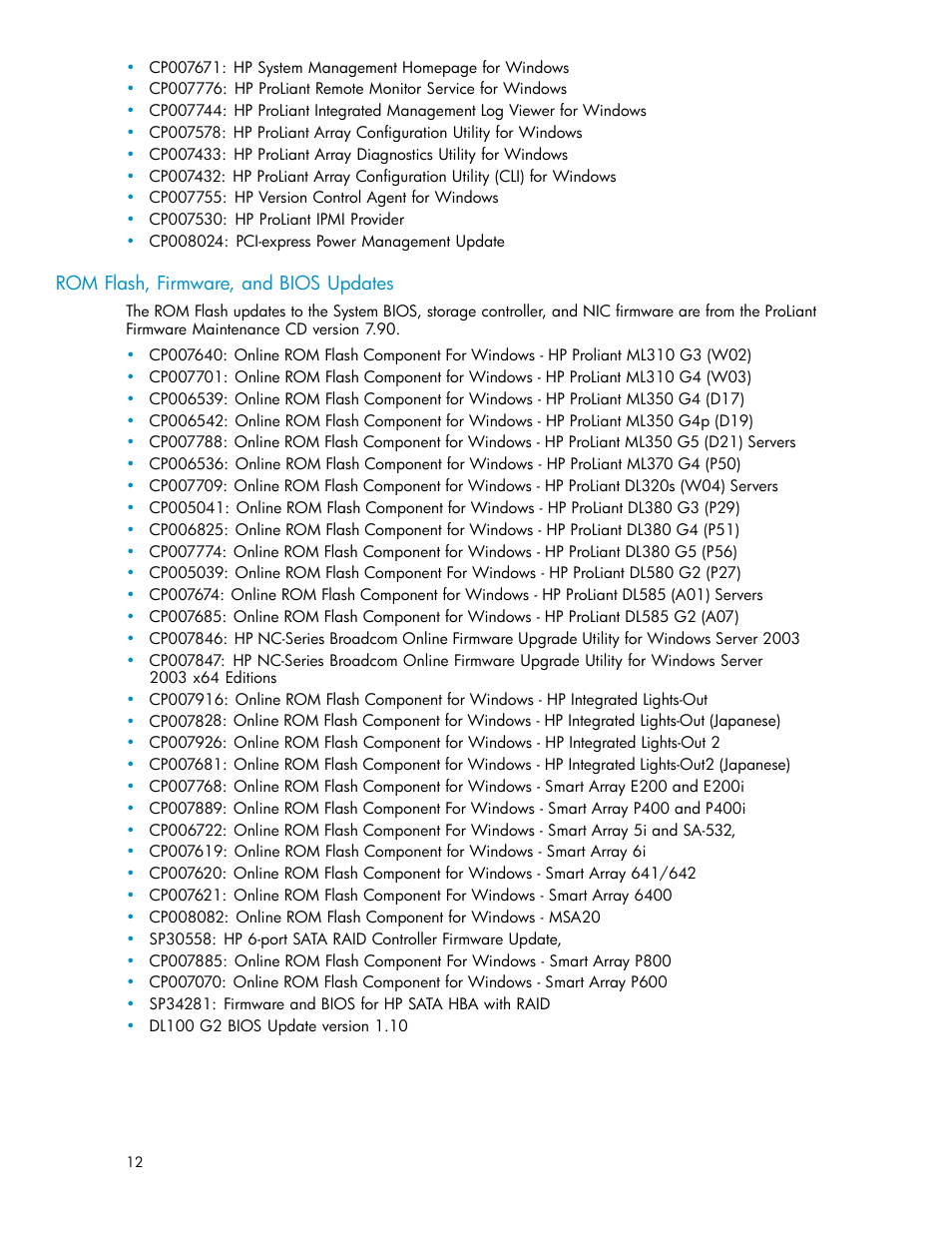 Rom flash, firmware, and bios updates | HP PROLIANT 56976839 User Manual | Page 12 / 16