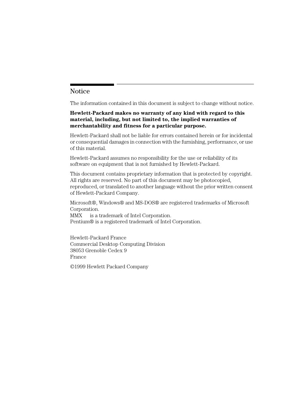 Notice | HP 3Com Etherlink III 3C590 User Manual | Page 2 / 34