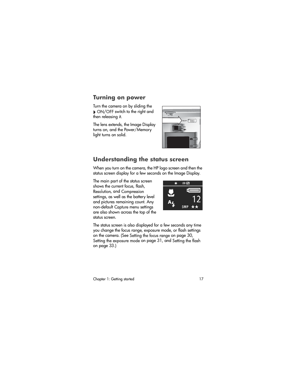 Turning on power, Understanding the status screen | HP 930 User Manual | Page 17 / 118