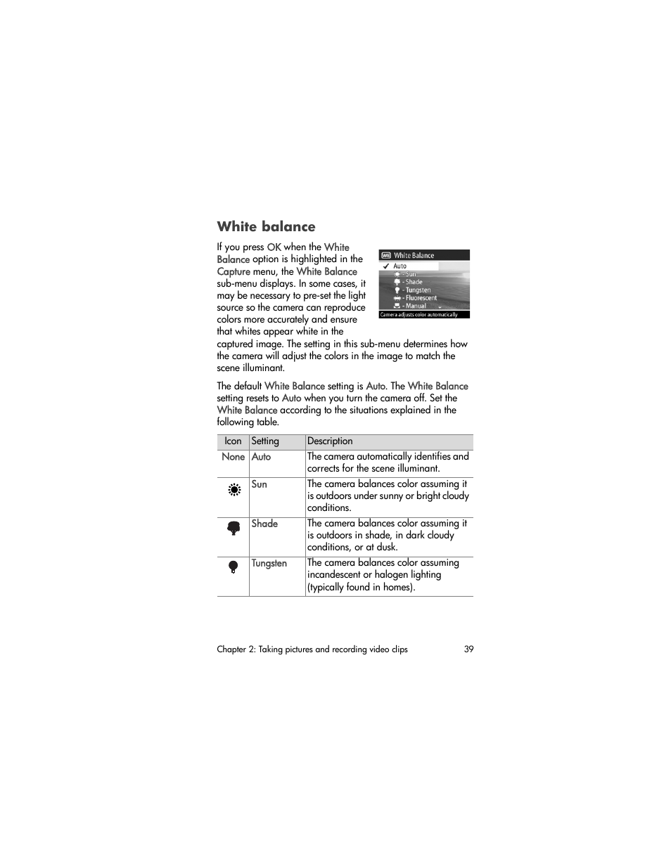 White balance | HP 930 User Manual | Page 39 / 118