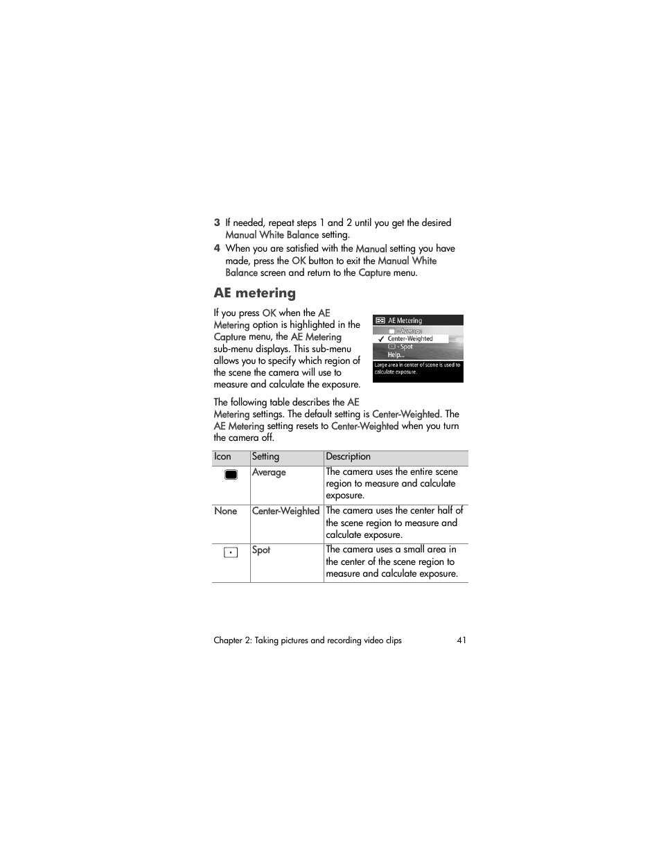 Ae metering | HP 930 User Manual | Page 41 / 118