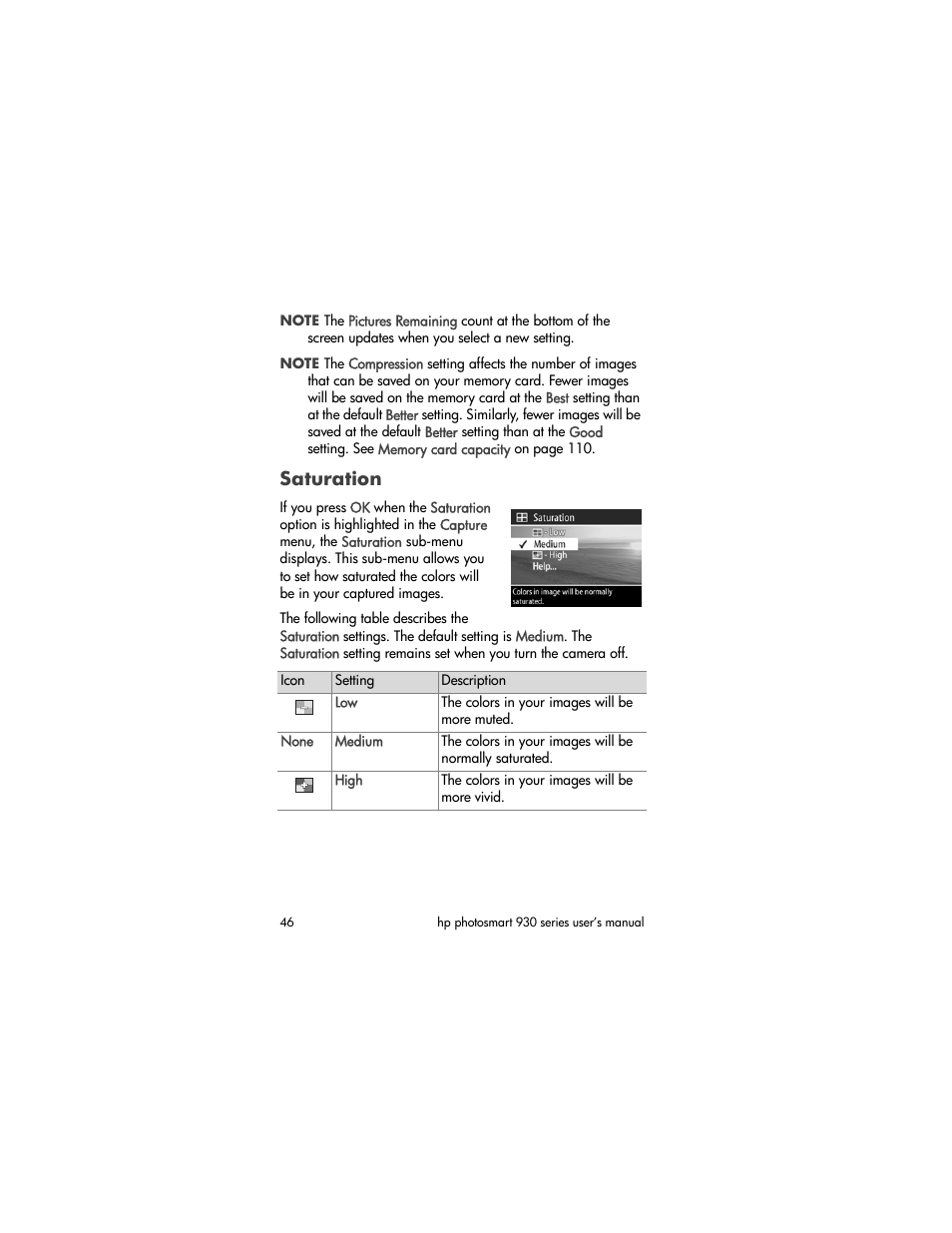Saturation | HP 930 User Manual | Page 46 / 118